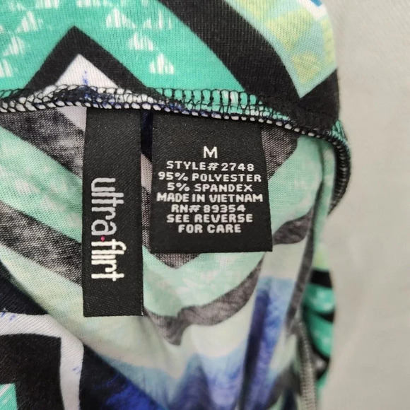 Ultra Flirt Blue Green Chevron Print Maxi Skirt Bodycon Women Size M Stretch - Picture 5 of 5